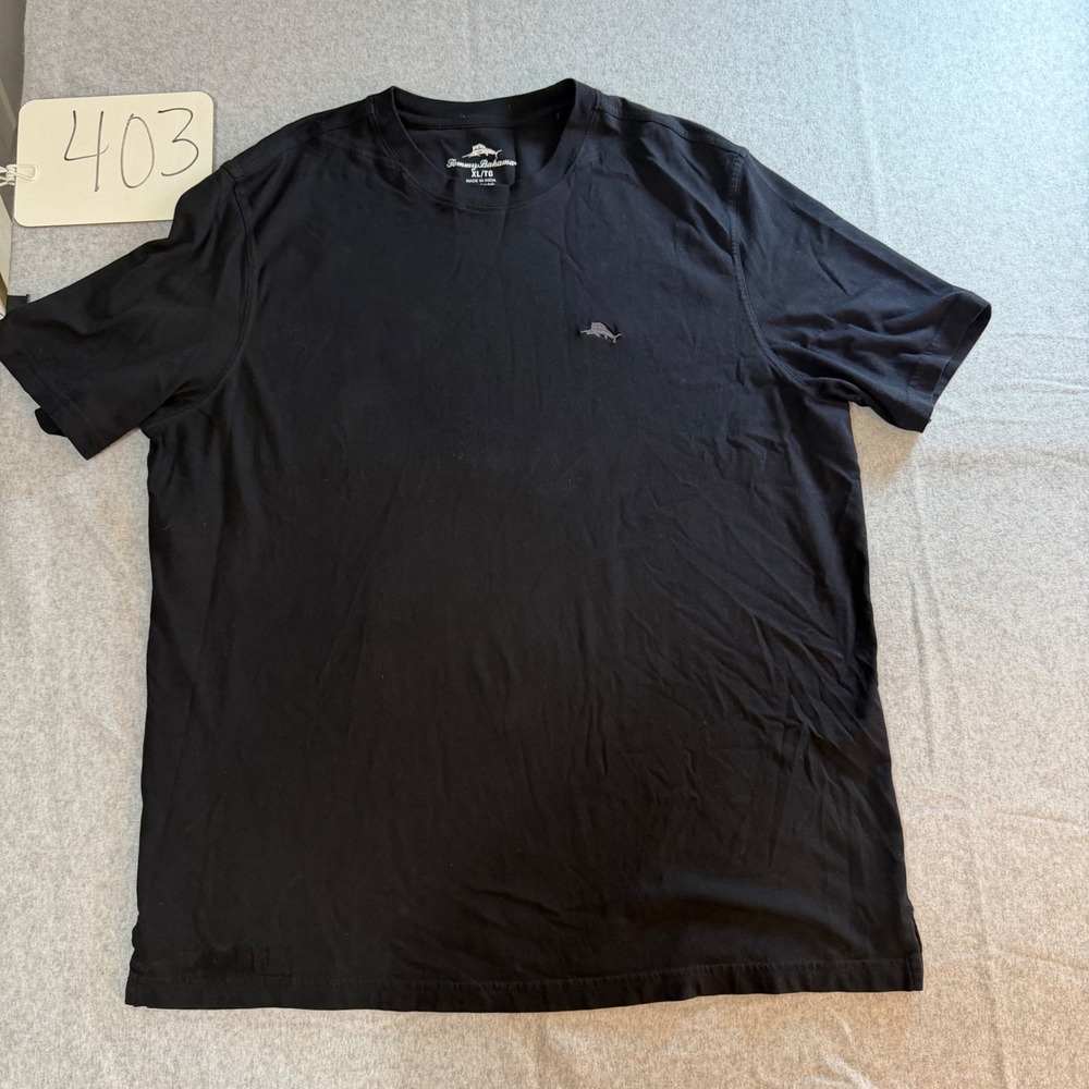 Tommy Bahama Mens XL Black Short Sleeve Embroidered Marlin Logo Crew T-Shirt